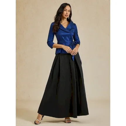 Women's Skirt Elegant Vintage Long Shiny Maxi High Waist Skirts Stretchy Black Summer Nylon Spandex